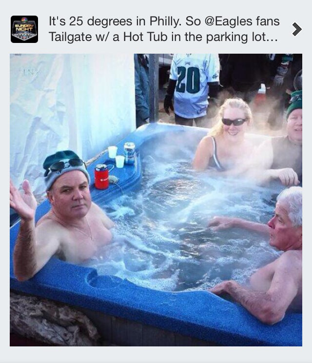 Philadelphia Eagles fans bring hot tub to the stadium 