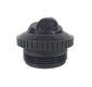 Black garden sprinkler head on a white background