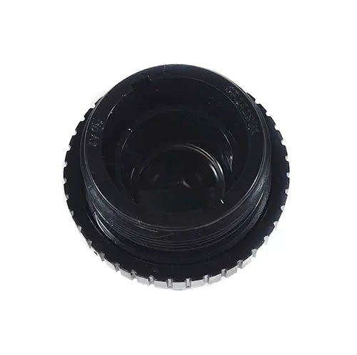 Black plastic cap on a white background