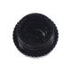 Black plastic cap on a white background