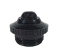 Black plastic sprinkler head on a white background