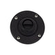 Black rubber grommet with screws on a white background
