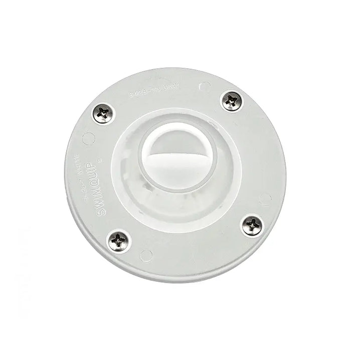 White circular component with screws on a white background