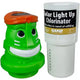 Green chlorinator with orange top and white container labeled 'Solar Light Up Chlorinator' on a white background
