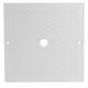 White square plate with diamond pattern and three holes on a white background