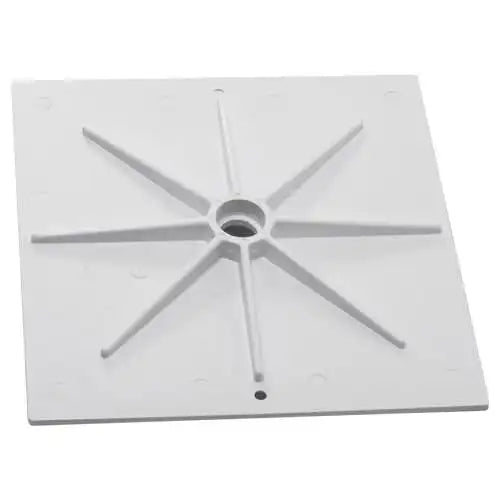 White plastic base plate with star-shaped design on a white background