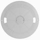 Round white plastic cover with cutouts on a white background
