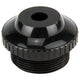 Black mechanical component on a white background