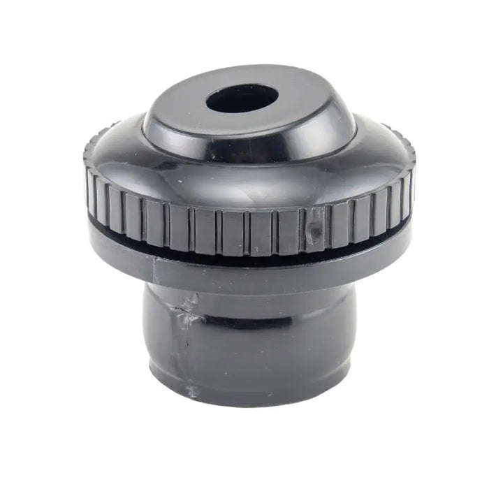Black and gray mechanical component on a white background