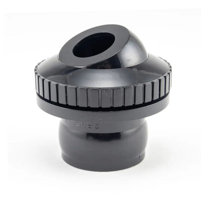 Black and gray mechanical component on a white background