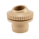 Beige garden hose fitting on a white background
