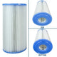 Filter cartridge with blue top and bottom sections on a white background