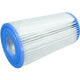 Cylindrical filter with blue rim on a white background