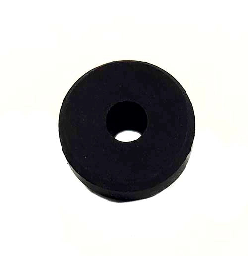 Black rubber washer on a white background