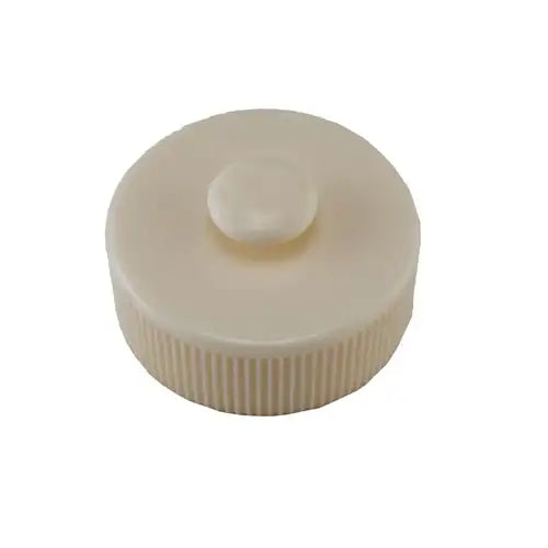 White plastic cap on a white background