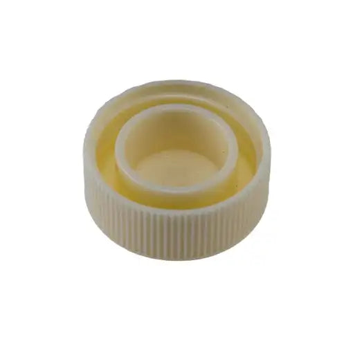 White plastic cap on a white background
