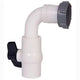 Plumbing fitting with white body and gray and black components on a white background
