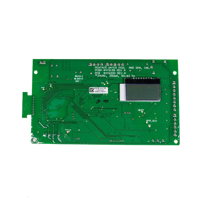 Green electronic circuit board on a white background