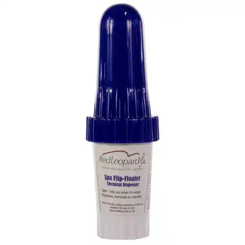 White container with blue cap labeled 'Red Leopard' on a white background