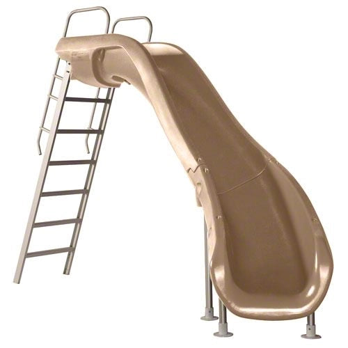 Beige slide with metal ladder on a white background