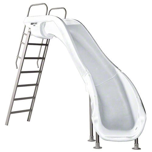 White slide with metal ladder on a white background
