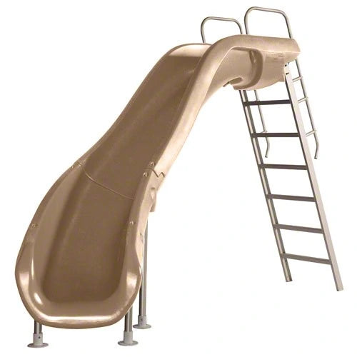 Beige slide with metal ladder on a white background