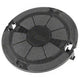 Black speaker cone with brand logo on a white background