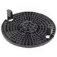 Black plastic component on a white background