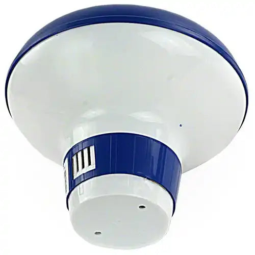 Ceiling light fixture with blue and white design on a white background