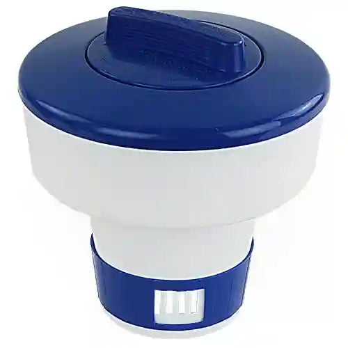 White and blue container with a lid on a white background