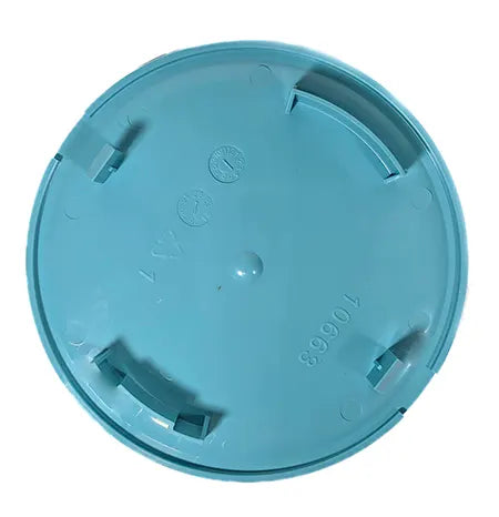 Blue plastic lid with brand logo on a white background