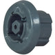 Gray plastic pulley wheel on a white background