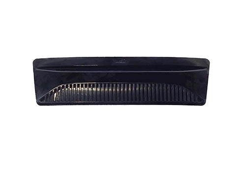 Black plastic car console tray on a white background