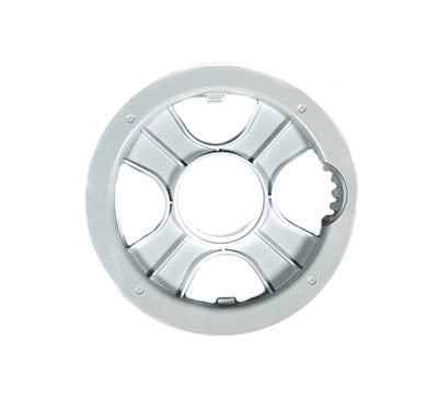Chrome metal gear on a white background