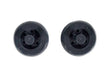 Two black wheels on a white background