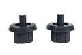 Two black plastic components on a white background