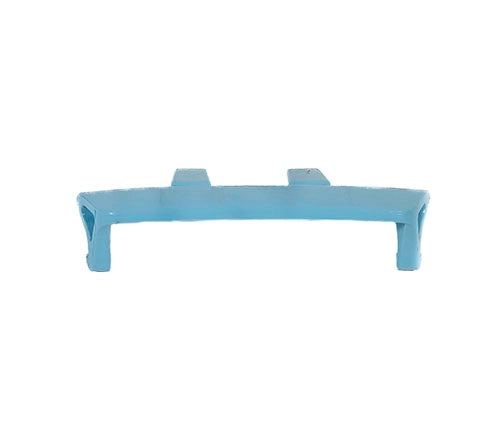 Blue plastic component on a white background