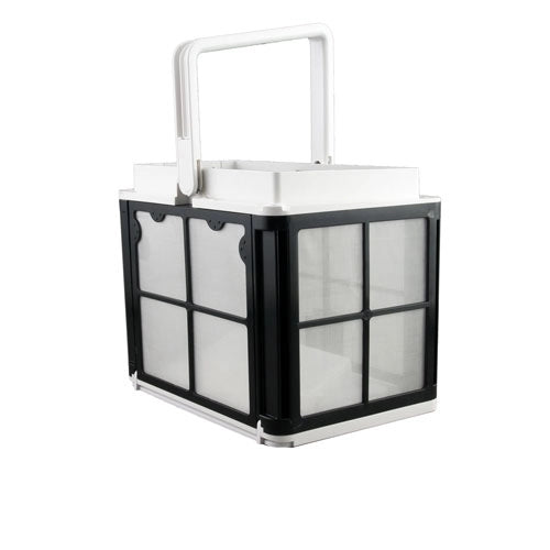 Black and white lantern with a handle on a white background