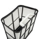 Black metal bike basket with white handle on a white background