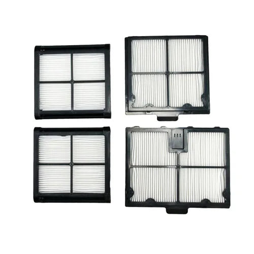 Four rectangular air filters with black frames on a white background