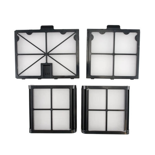 Four rectangular filters with black frames on a white background