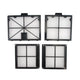 Four rectangular filters with black frames on a white background
