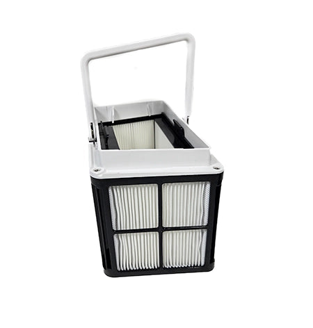 Filter cartridge in a holder on a white background