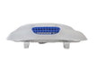 White car bumper with blue grille on a white background