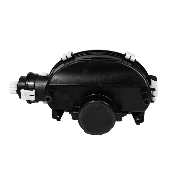 Black mechanical component on a white background