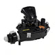 Black mechanical component on a white background