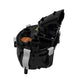 Black mechanical component on a white background