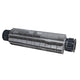 Gray and black printer toner cartridge on a white background