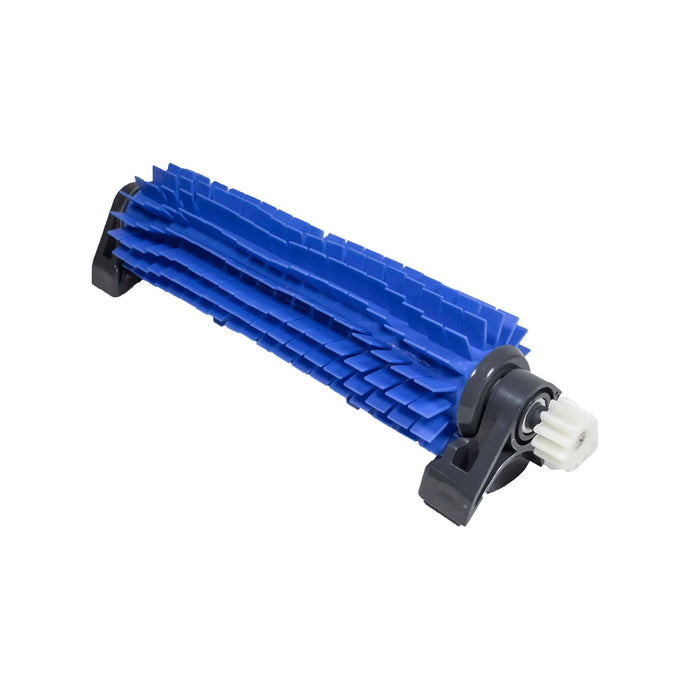 Blue and black mechanical component on a white background