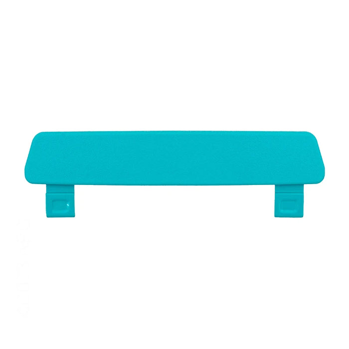 Turquoise plastic handle on a white background